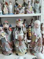 Statue en céramique artisanale des Trois Immortels Fu Lu Shou, ornement traditionnel chinois de Feng Shui, cadeau pour l'inauguration de maison et l'ouverture d'un magasin