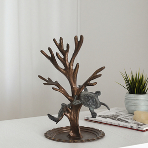 Coastal Sea Beach Metal Crafts Coral Jewelry Holder with Turtle Decoration UV Printed Handicraft From Metal