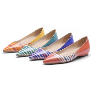 Zapatos Planos de Mujer Talla Grande 45, Zapatos de Vestir con Punta Puntiaguda y Rayas Artísticas en Degradado, Zapatos de Tacón para Oficina, Vida Diaria, Trabajo Formal, Citas - Product Image 6