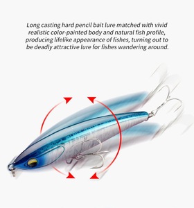 Señuelo artificial duro de natación rápida tipo lápiz de hundimiento para pesca en el mar, para lances largos, modelo Yellow <span class=keywords><strong>Fin</strong></span> - Product Image 2