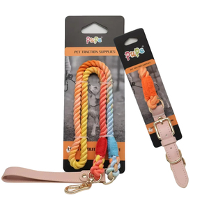 PUPE vente en gros de luxe en cuir PU laisse et collier pour chien ensemble tissé corde conception Options multicolores pour la vente en gros - Product Image 4