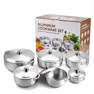 Vente chaude Ensemble de casseroles <span class=keywords><strong>en</strong></span> aluminium 12 pièces Style américain Durable Antiadhésif Cuisine à domicile Moderne <span class=keywords><strong>Verre</strong></span> Métal Casserole - Product Image 1