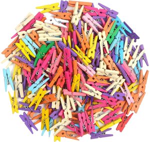 50 Stuks Mini Houten Kleren Spelden Gemengd Gekleurde Kleine Ambachtelijke Pin Pin Clips Voor Foto 'S Foto 'S Papier Ambachten - Product Image 1