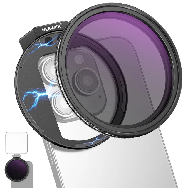 HD Variable ND Filter NEEWER Clip on 67mm ND2-32 Magnetic Phone Lens Filter Kit for 15 Pro Max 14 13 S22 S23 Ultra