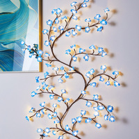 Décoration murale, plante artificielle, guirlande de fleurs de magnolia, guirlande de fleurs lumineuse à suspendre au mur, décoration lumineuse pour balcon