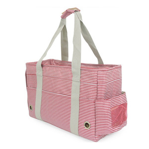 Bolsa de transporte para mascotas, a rayas, suave, portátil, para viajes, para gatos y perros, 41x19x28cm, con puerta de malla y asa. - Product Image 5
