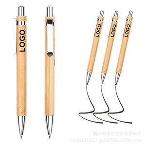 Juego de Bolígrafos Retráctiles de Bambú Personalizados y Duraderos, Impresión UV, Tinta Negra de 1 mm con Recargas, para Escribir en el Diario y Regalos - Product Image 4