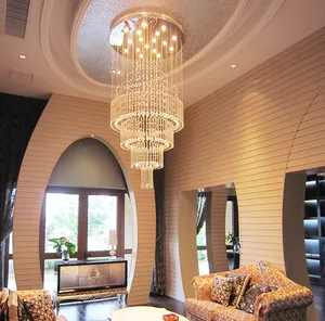 Décoration nordique moderne, escaliers d'hôtel personnalisés, mariage, luminaires suspendus de luxe, plafond haut, lustres en cristal - Product Image 3