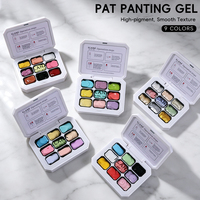 KLANA Kit de Gel à Ongles 9 Couleurs avec Éponge, Palette de Gel Peinture Non Coulant pour Estampillage, Décoration DIY Manucure Nail Art