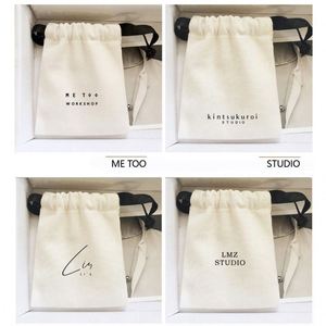 Factory Wholesale Small Black and <b>White</b> Cotton <b>Bag</b> Jewelry <b>Gift</b> Storage Recycle Cotton Drawstring <b>Bag</b> - Product Image 5