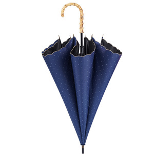Paraguas de mango largo de estilo japonés de bambú bordado de lujo de doble uso para mujer con revestimiento negro protección solar UV para viajes - Product Image 4
