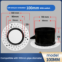 Diffuseur d'air de plafond encastré ABS d'usine 75/100mm, réglable et invisible, pour système HRV commercial