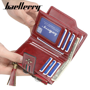 Baellerry Women's Short <b>Wallet</b> PU Leather Multifunctional Tassel Zippered Card <b>Holder</b> Red - Product Image 2