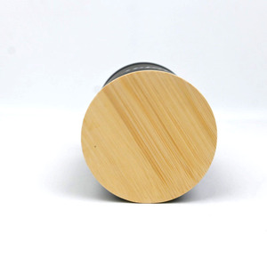 Boîte de rangement cylindrique en métal pour cuisine, avec couvercle en bambou imprimé sur mesure, finition mate, pour sucre, café, thé, aliments secs - Product Image 4