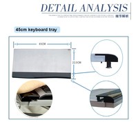 BL OK010S Support de clavier de chaise à mouvement complet bureau d'ordinateur portable + tapis de souris carré + pince de bras de chaise coude Support de poignet tapis de souris