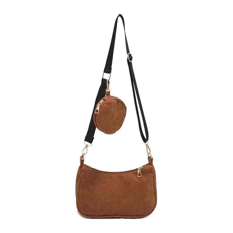 2023 New Fashion Small Square Bag Leisure Corduroy Women's Bag Solid Color Simple Women's Handheld Shoulder Bag