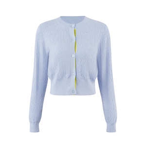 Low Moq Custom Women Knit Sweater <strong>Purple</strong> Fuzzy Long Sleeve Crew Neck Ladies Sweater Waist-slimming Button Women Knit <strong>Cardigan</strong> - Product Image 4