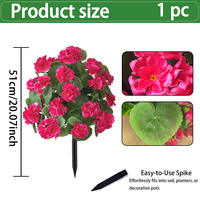 Geranium artificiel de 51 cm, couleur personnalisée, avec base à piquet détachable, résistant aux UV, en soie, pour aménagement au sol
