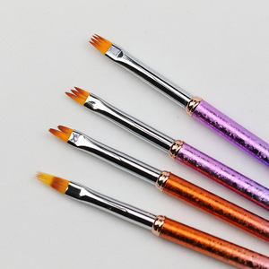 Pinceau à ongles en nylon à poils plats, manche métallique dégradé, forme spéciale pour la peinture de fleurs en forme de pétale, outil de manucure en gel pour salon - Product Image 6