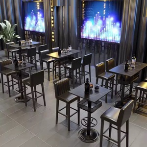 طاولة بار صناعية عتيقة للنوادي الليلية والكاراوكيه، مستديرة أو مربعة بقطر 60 سم، ذهبية مع سطح رخامي أسود، طاولة كوكتيل عالية مع تخزين - Product Image 5