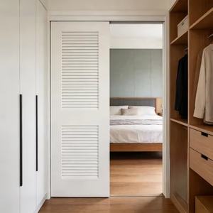 Porte en bois HDF à double battant à lames, style français moderne, imperméable, pour salle de bain, chambre à coucher, usage intérieur - Product Image 3