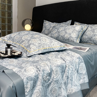 Lavage de la soie 4 pièces respirant été couverture refroidissement été couette ensemble doux pour la peau drap de lit ensemble de literie pour chambre