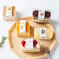 Boîte d'emballage personnalisée pour biscuits, desserts et gâteaux en plastique carré, rond ou rectangulaire, boîte d'emballage transparente personnalisée pour gâteau TIRAMISU
