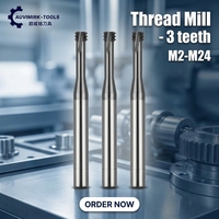 Fraise à fileter en carbure monobloc à 3 cannelures, pas métrique grossier M2-M24, revêtement AlTiN, pour usinage CNC de l'acier et de l'acier inoxydable
