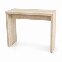 Table console en MDF avec surface en placage à motif travertin, design rectangulaire pour couloir et pieds en panneaux, idéale pour l'entrée.