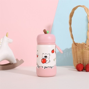Mug isotherme à double paroi en acier inoxydable 304 avec corde en silicone, motif pomme de dessin animé mignon, 350/500 ml, vente en gros - Product Image 5
