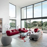 Juego de Sofás Seccionales de Terciopelo Rojo y Gris, Modernos y Cómodos, de Buena Calidad, con Sillas, Esponja de Alta Elasticidad, Estructura de Madera, Inflable