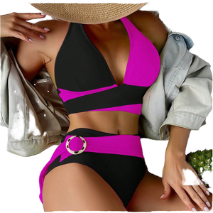 ชุดว่ายน้ำบิกินี่ผู้หญิงแบบเซ็กซี่ ระบายอากาศได้ดี ลายเรียบ ทรงบราซิลเลียน 2 ชิ้น แห้งเร็ว ผลิตจากผ้าสแปนเด็กซ์/โพลีเอสเตอร์ ดีไซน์ปี 2025 - Product Image 1
