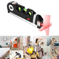 4 en 1 niveau de ligne infrarouge Règle de mesure croisée Nivellement 650NM Longueur d'onde laser 8 pieds Ruban à mesurer Niveau de ligne à bulle Laser