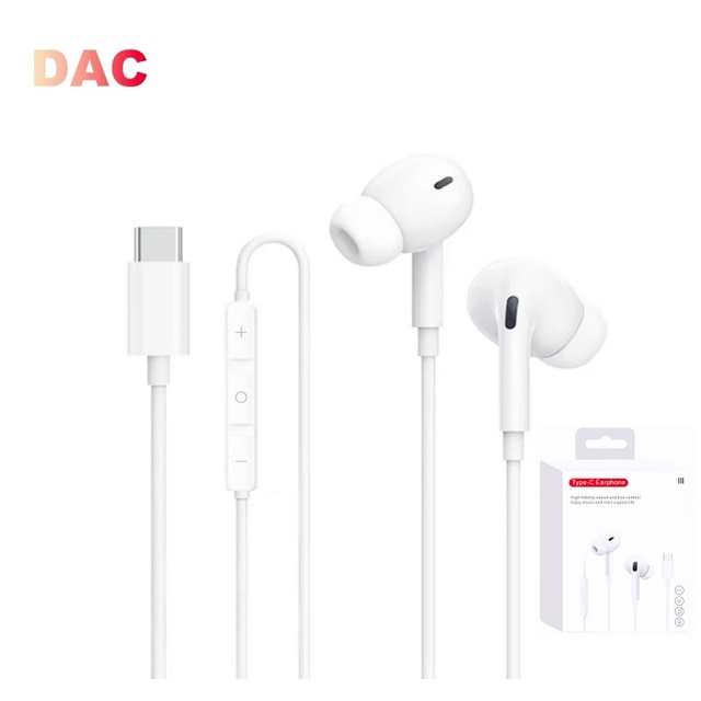 HiFi Wired Earbuds with Microphone for IPhone Type-C In-Ear Earphones Noise Isolating Headphones for Clear Calls Music DAC