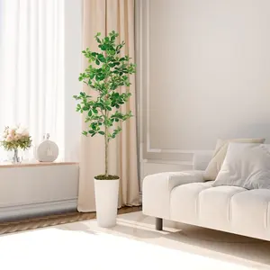 OH ARTS Arbre d'<span class=keywords><strong>olivier</strong></span> noir artificiel réaliste de 1,80 m de haut avec tronc naturel, pot blanc, décoration d'intérieur avec fausse lichette - Product Image 3