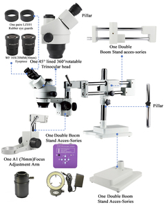 Microscope stéréoscopique trinoculaire professionnel avec zoom 7-45x, caméra 51MP, microscope stéréoscopique <span class=keywords><strong>USB</strong></span>, éclairage annulaire LED 144 - Product Image 3