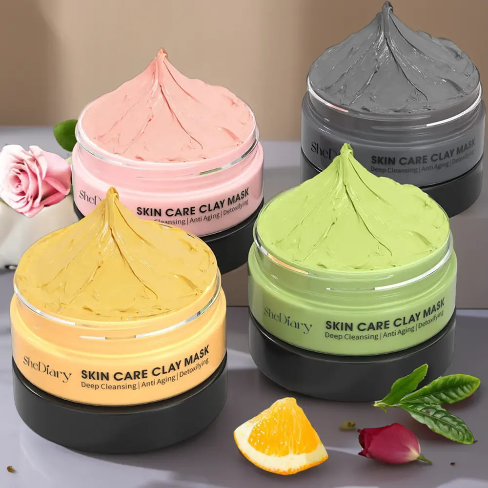 SheDiary Natal Venda Quente Limpeza Profunda Anti Acne Rosa Verde Preto Amarelo Limão Lama do Mar Morto Rosa Matcha Chá Verde Máscara De Argila