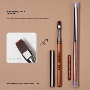 Elegant New Large <b>Round</b> Flathead Nail Art Pen with Exquisite Sandalwood Handle Acrylic <b>Brush</b> and Convenient Cap Included - Product Image 6