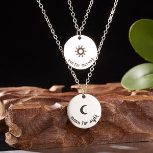 Collier de couple longue <span class=keywords><strong>distance</strong></span> en acier inoxydable, or, argent 18K, amour au soleil et à la lune, cadeau pour amoureux, petit ami, petite amie - Product Image 5