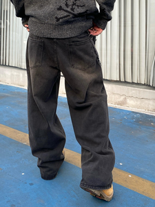 Grand <span class=keywords><strong>jean</strong></span> hip-hop ample et brut personnalisé pour hommes pantalon en denim à jambes larges Y2k jeans baggy oversize pour hommes baggies pour homme - Product Image 5