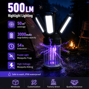Nueva Lámpara LED Plegable para Camping, 500LM, Recargable Tipo-C, Lámpara Antimosquitos 2 en 1, IPX6 Impermeable, para Tiendas de Campaña - Product Image 1