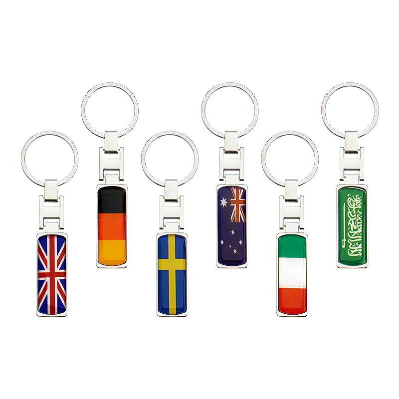 Porte-clés porte-clés drapeau en métal cadeau d'affaires en stock