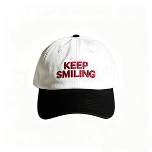 หมวกเบสบอลปักลาย KEEP SMILING สองสี ผ้าฝ้าย 100% หมวกทรงพ่อแบบปรับได้สำหรับใส่ในชีวิตประจำวัน - Product Image 1