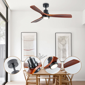 モダンな42/52インチLED天井ファンライトシンプルな木製ブレードデザイン家庭用および商業用リモコンリビングルーム - Product Image 6