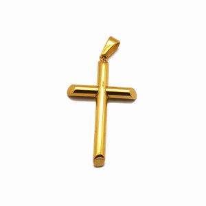 Colgante de cruz de oro de 18k, collar religioso, joyería de acero inoxidable con colgante de cruz de Jesús - Product Image 2