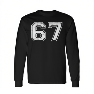 Number 67 T-shirt unisexe à manches longues et col rond pour adultes, style vintage, pour équipe sportive - Product Image 2