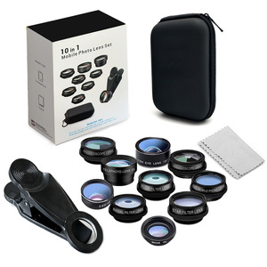 Kit d'objectifs universels 10-en-1 HD Fisheye Grand Angle Macro à clipser pour smartphone, idéal pour la photographie en extérieur - Product Image 1