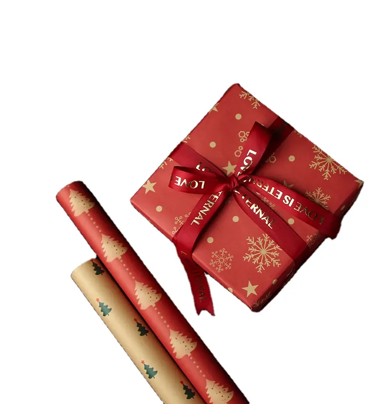 Noel ambalaj kağıdı kahverengi kraft el işi kağıdı levha için hediye ambalaj