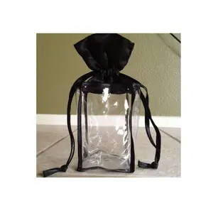 transparent PVC vinyl clear drawstring cosmetic bag makeup gift pouch