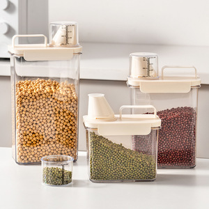 Food <b>Storage</b> <b>Jar</b> Rectangle Clip-on Lid 1100ml 1800ml 2300ml Airtight <b>For</b> Grains Tea <b>Kitchen</b> Use - Product Image 1